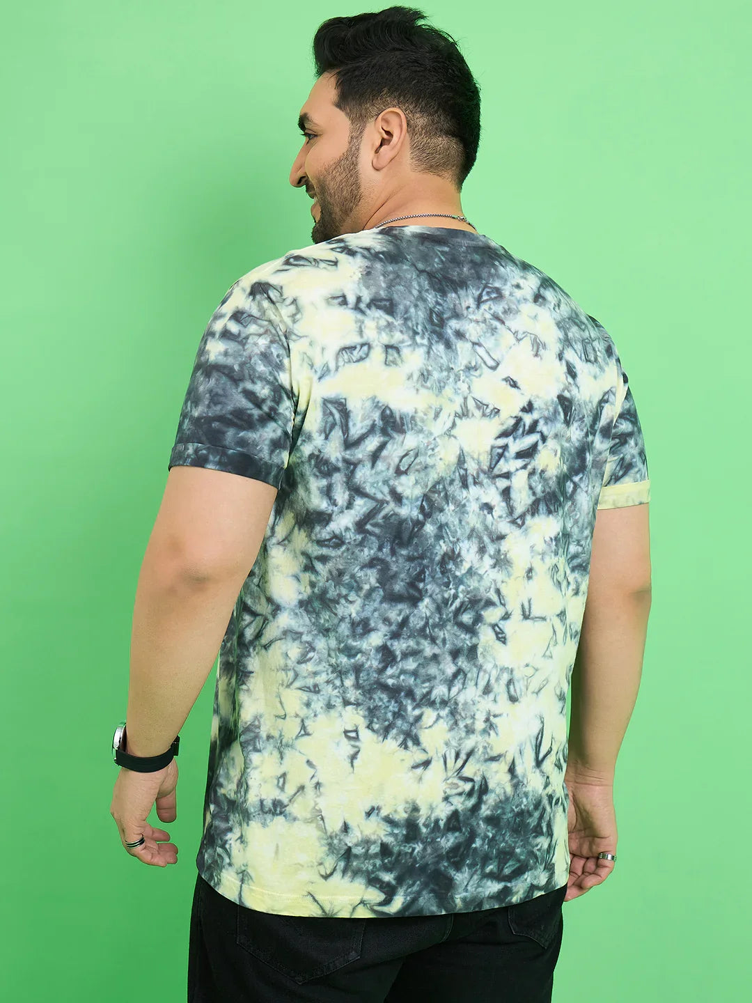 Men Plus Size Brabble Multicolor Printed Round Neck Tshirt