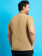 Men Plus Size Broshi-Beige Solid Round Neck Tshirt - bigbanana