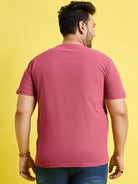 Men Plus Size Broshi-Pink Solid Round Neck Tshirt - bigbanana