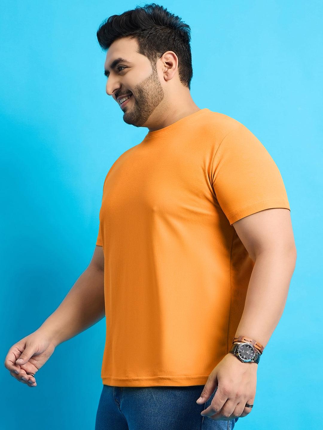 Men Plus Size Broshi-Yellow Solid Round Neck Tshirt - bigbanana