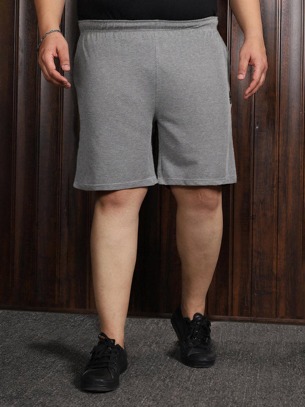 Men Plus Size Bumble-Grey Self Design Shorts