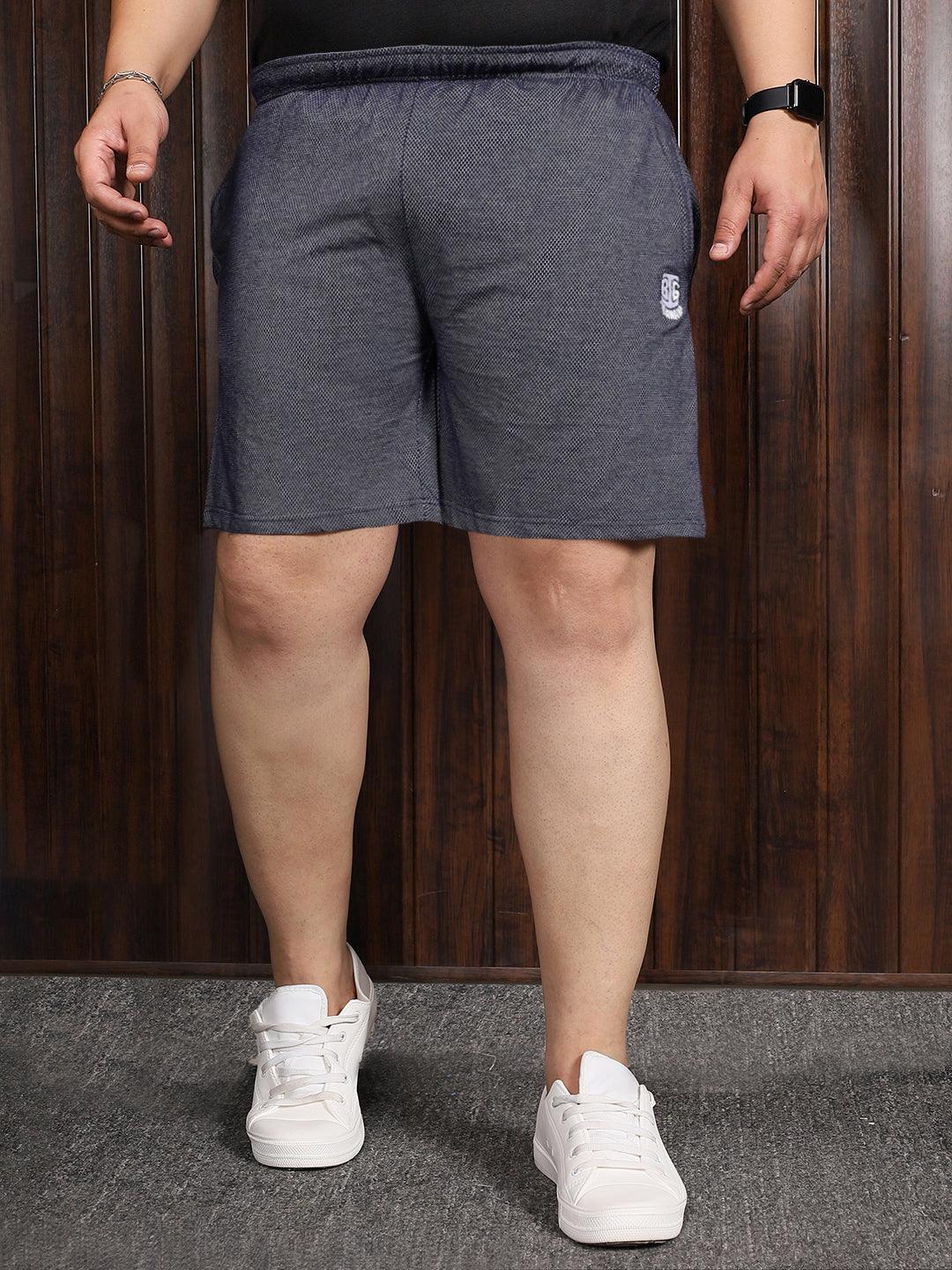 Men Plus Size Bumble-Navy-10 Self Design Shorts - bigbanana