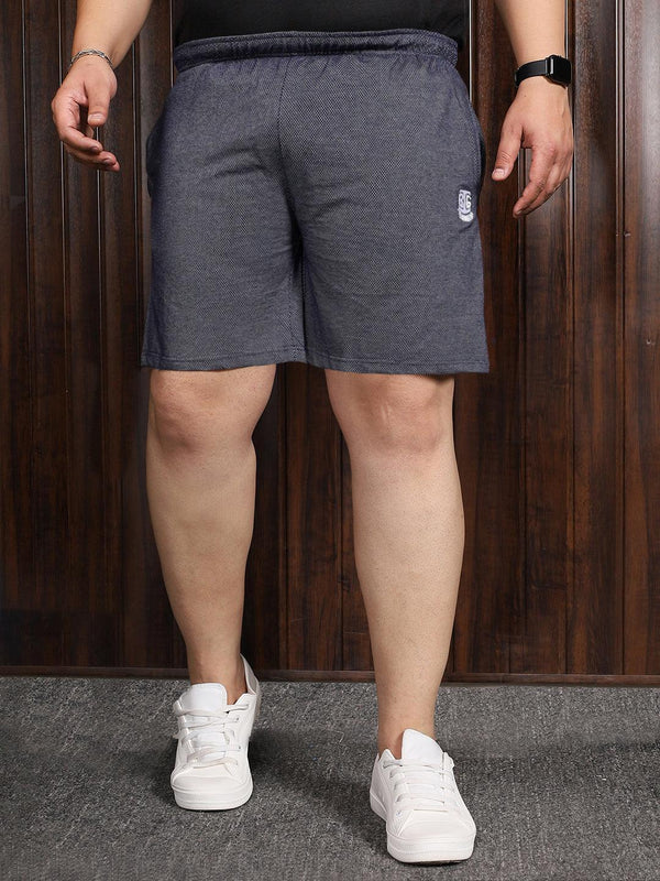 Men Plus Size Bumble-Navy-10 Self Design Shorts