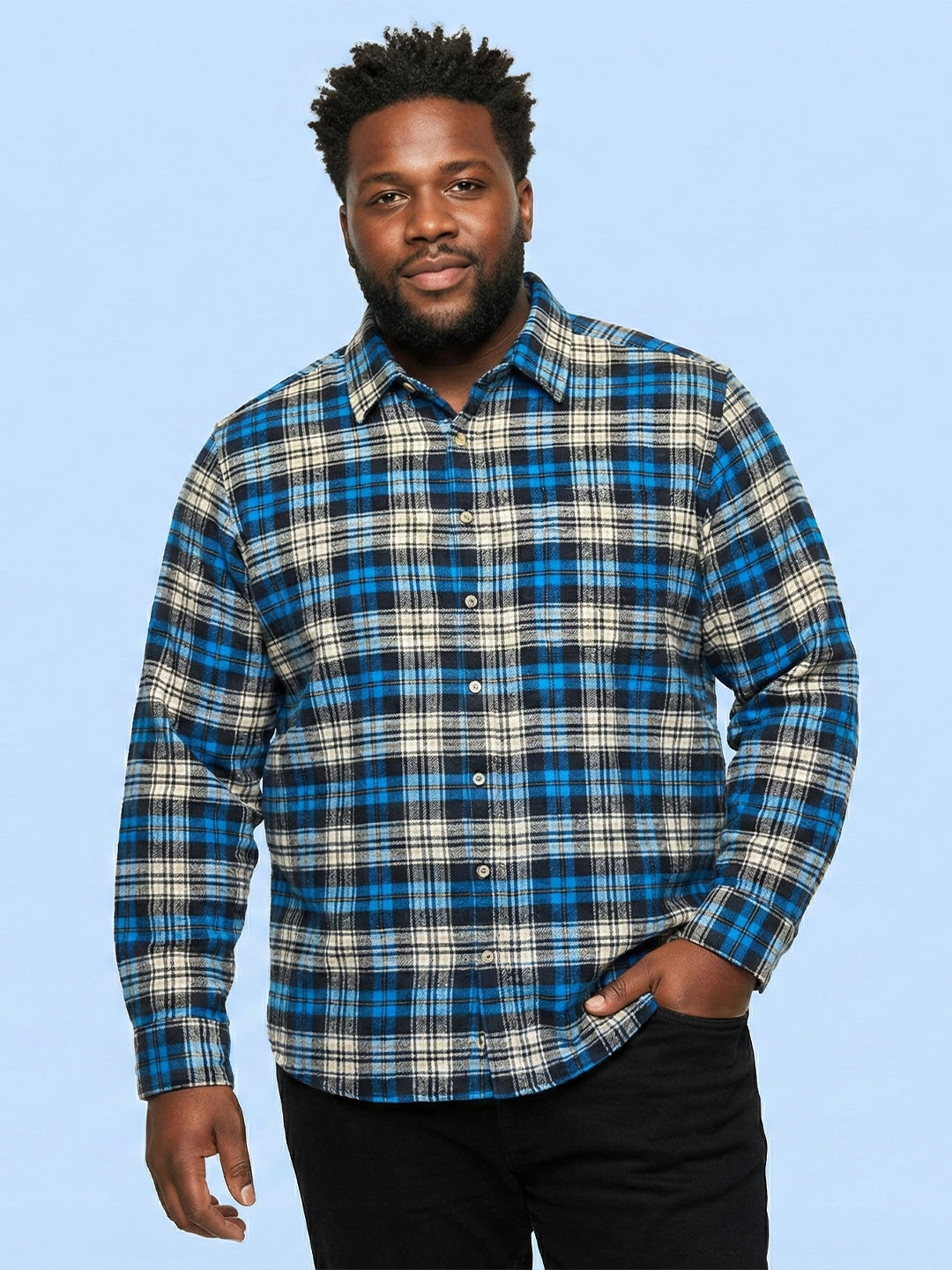 Men Plus Size Burlap Multicolor Checkered Casual Shirt