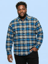 Men Plus Size Burlap Multicolor Checkered Casual Shirt