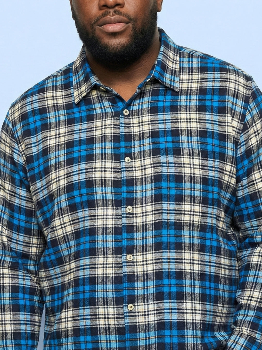 Men Plus Size Burlap Multicolor Checkered Casual Shirt