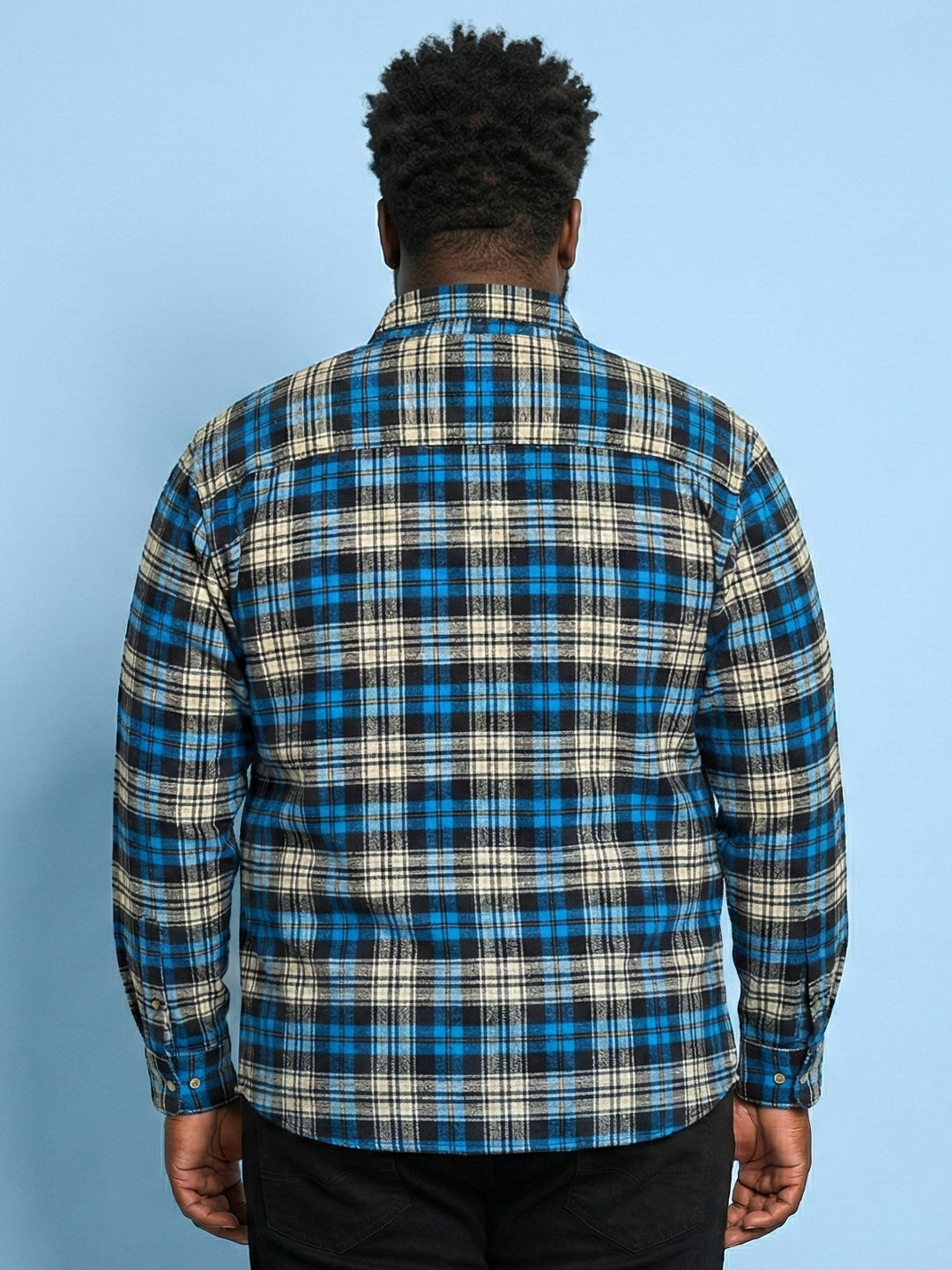 Men Plus Size Burlap Multicolor Checkered Casual Shirt