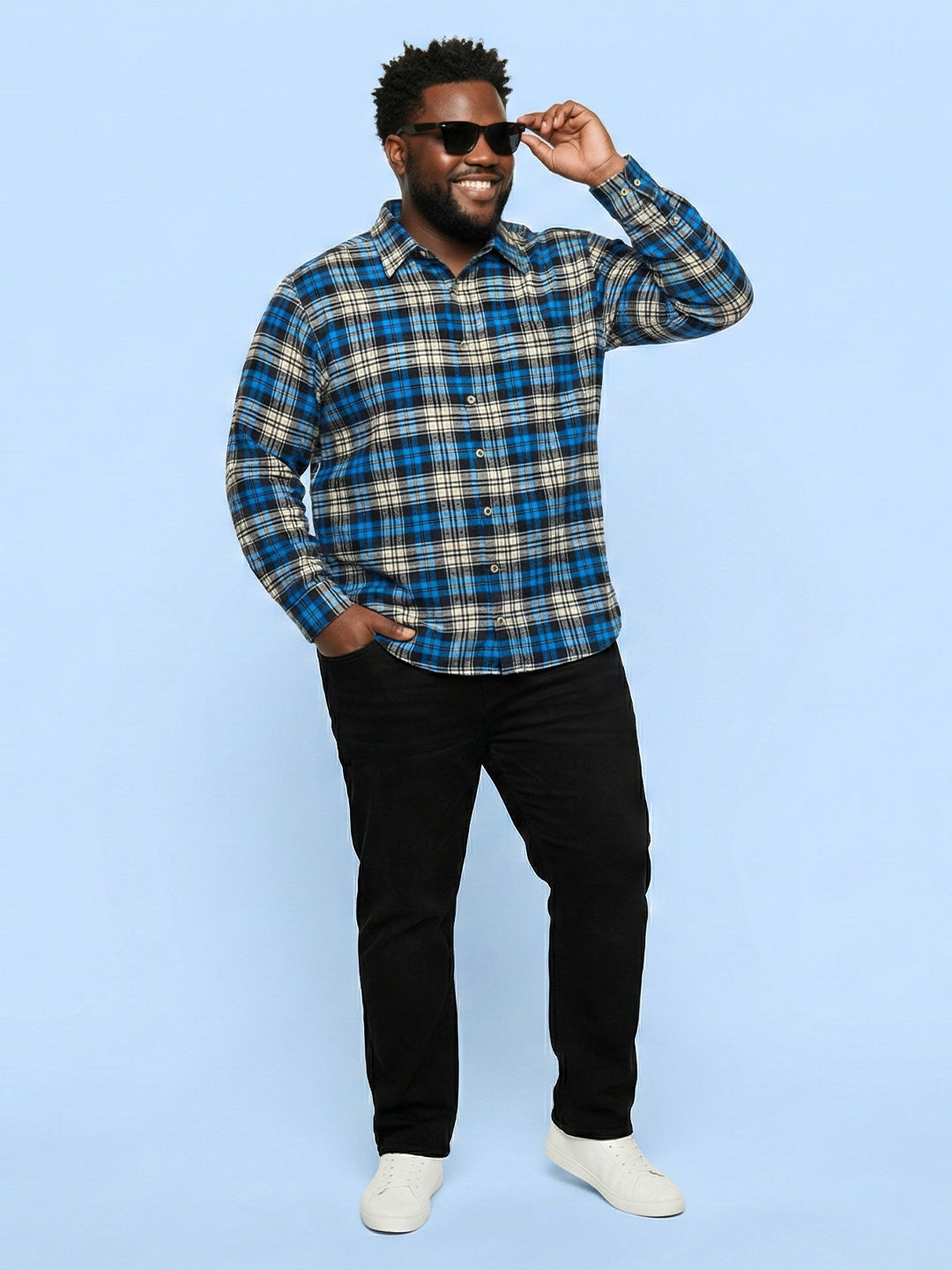 Men Plus Size Burlap Multicolor Checkered Casual Shirt