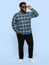 Men Plus Size Burlap Multicolor Checkered Casual Shirt