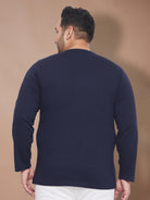 Men Plus Size But-Navy Solid Henley Tshirt - bigbanana