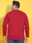 Men Plus Size But-Red Solid Henley Tshirt - bigbanana