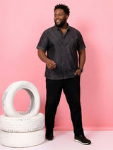 Men Plus Size Camboria Brown Solid Casual Shirt