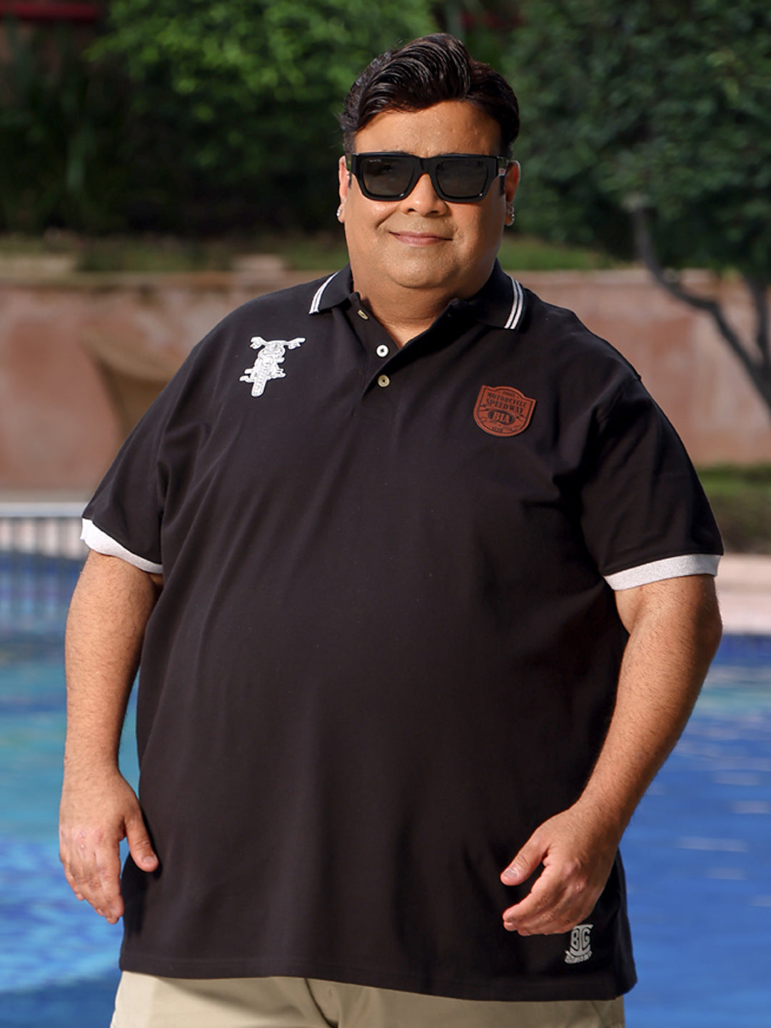 Men Plus Size Camshaft Solid Polo Tshirt