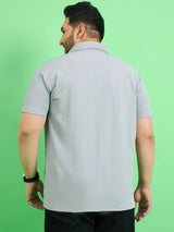 Men Plus Size Cascade Grey Solid Shirt - bigbanana