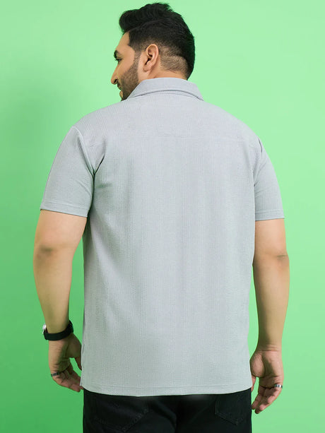 Men Plus Size Cascade Grey Solid Shirt - bigbanana