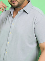 Men Plus Size Cascade Grey Solid Shirt - bigbanana