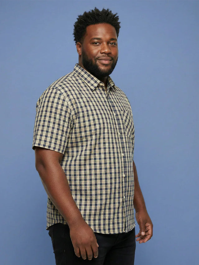 Men Plus Size Casing Multicolor Checkered Casual Shirt