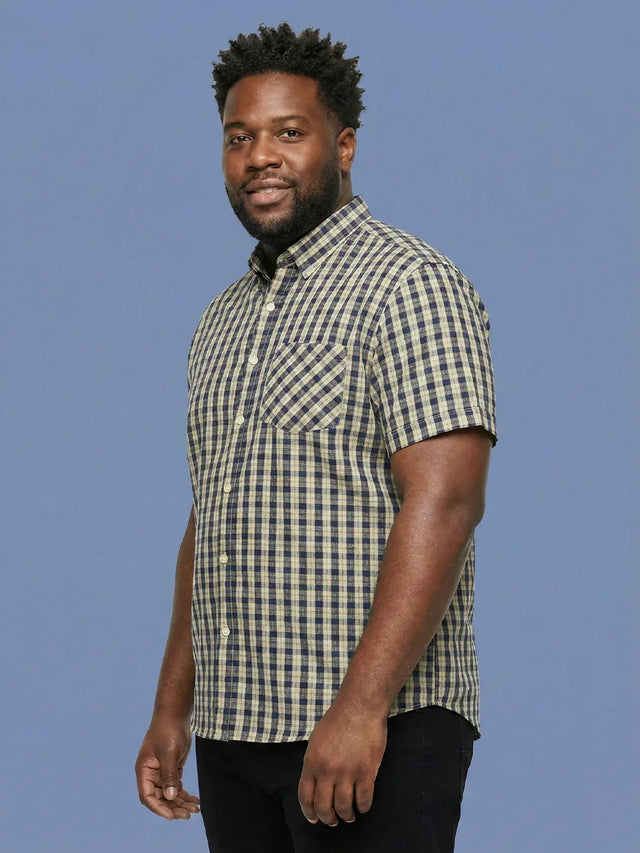 Men Plus Size Casing Multicolor Checkered Casual Shirt