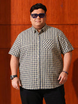 Men Plus Size Casing Multicolor Checkered Casual Shirt