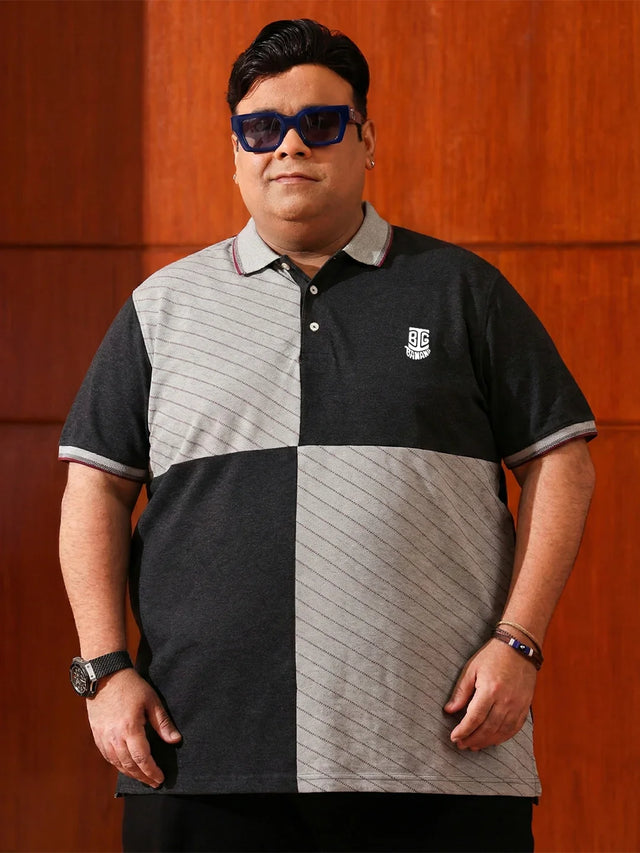 Men Plus Size Cassa Colorblock Polo Tshirt