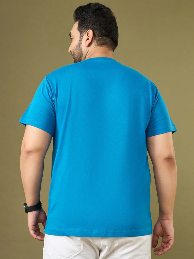 Men Plus Size Ceyora Blue Printed Round Neck Tshirt