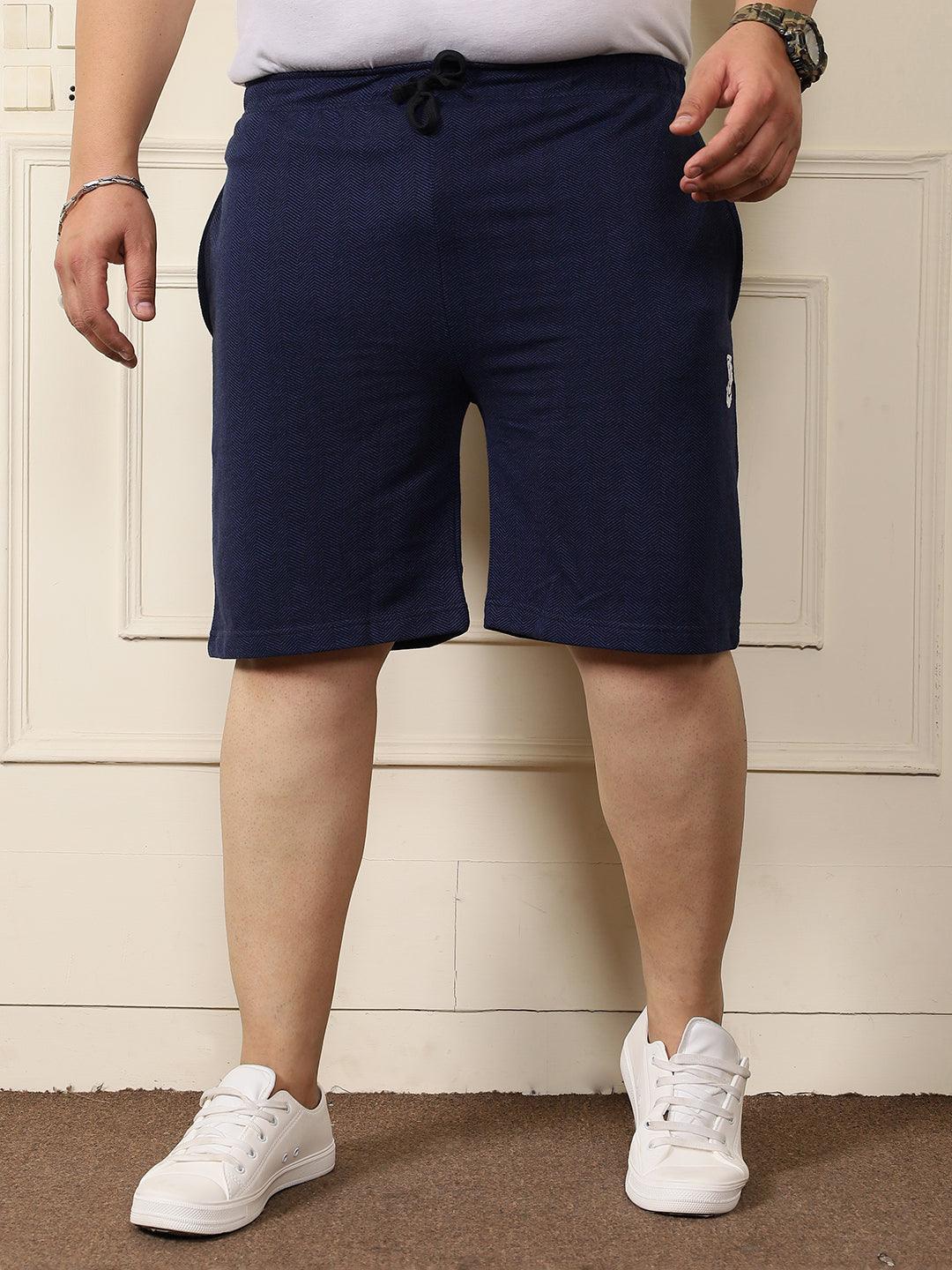 Men Plus Size Chang Self Design Shorts - bigbanana