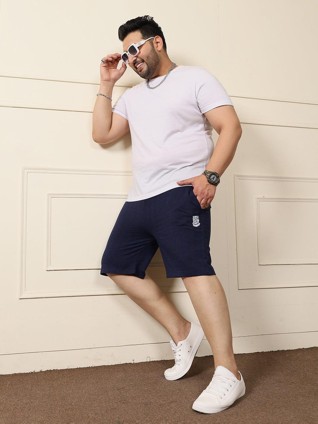 Men Plus Size Chang Self Design Shorts - bigbanana