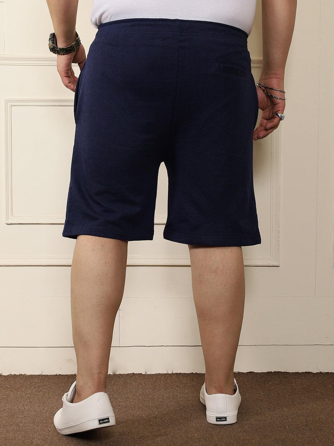 Men Plus Size Chang Self Design Shorts - bigbanana