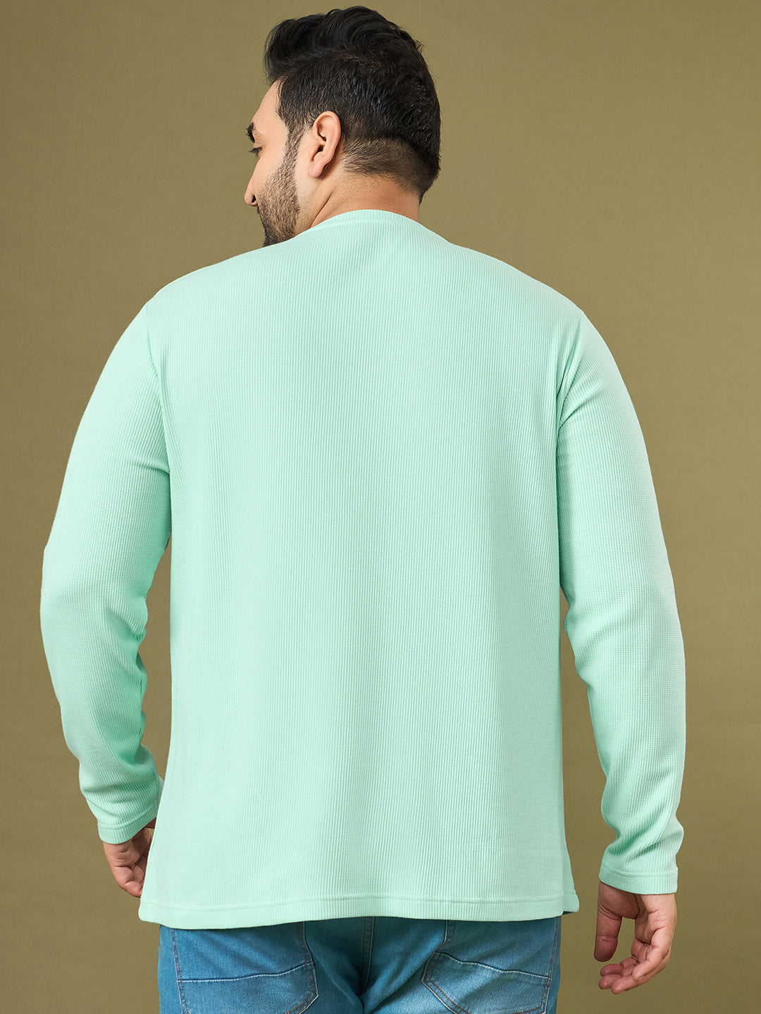 Men Plus Size Charge Solid Henley Tshirt