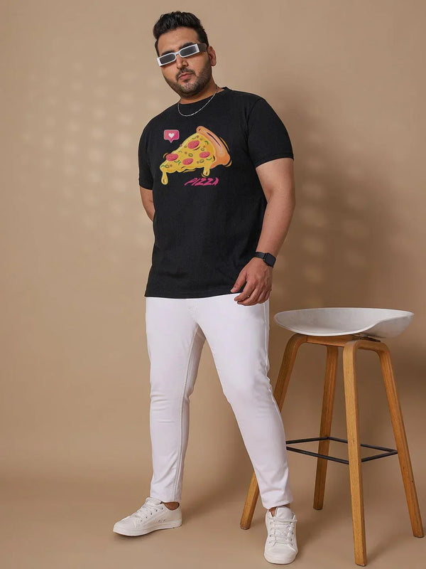 Men Plus Size Cheeze Printed Round Neck Tshirt