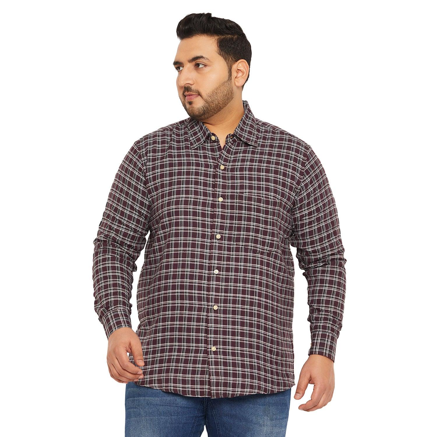 Men Plus Size Chip Check Shirt - bigbanana