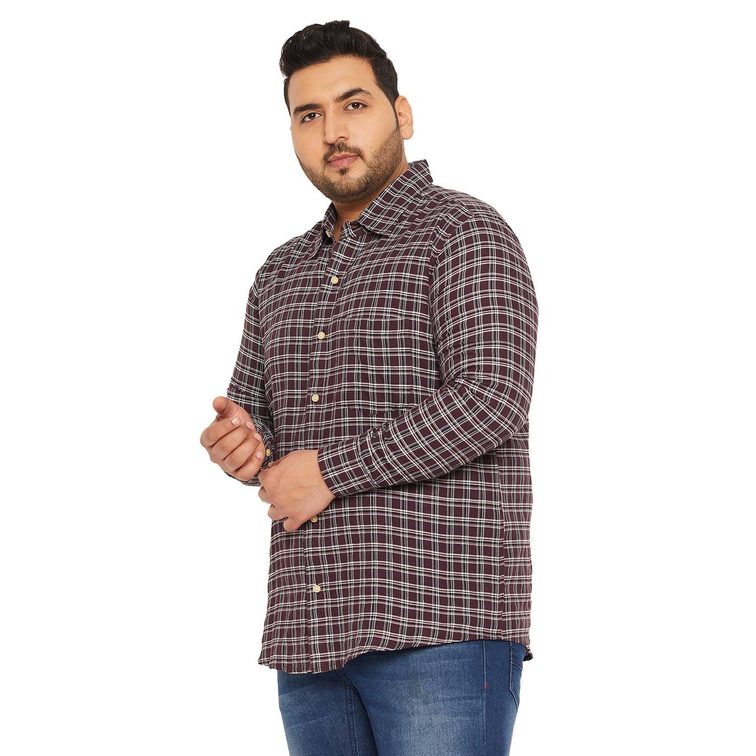 Men Plus Size Chip Check Shirt - bigbanana