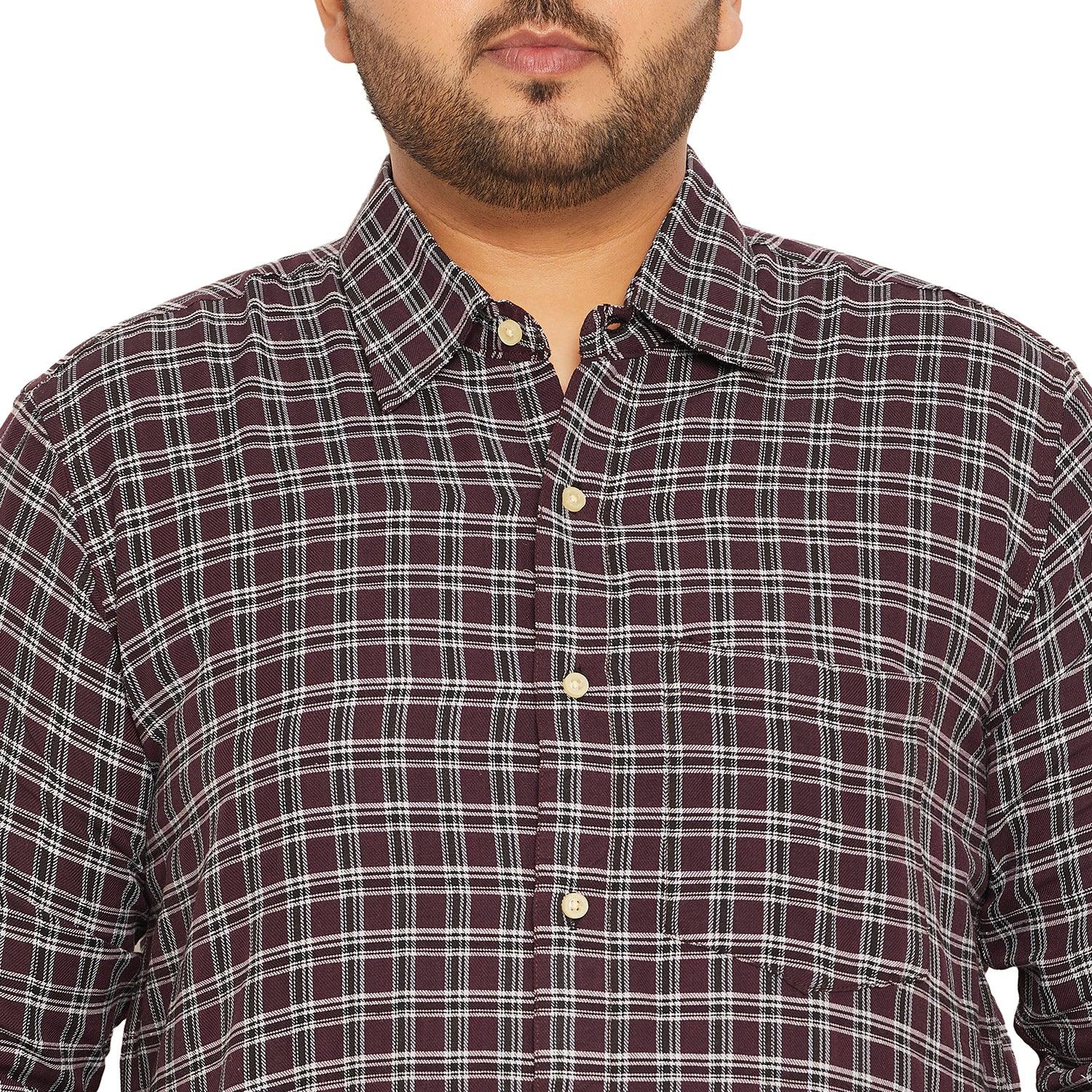 Men Plus Size Chip Check Shirt - bigbanana