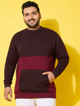 Men Plus Size Chunk Colorblock Printed Sweatshirt