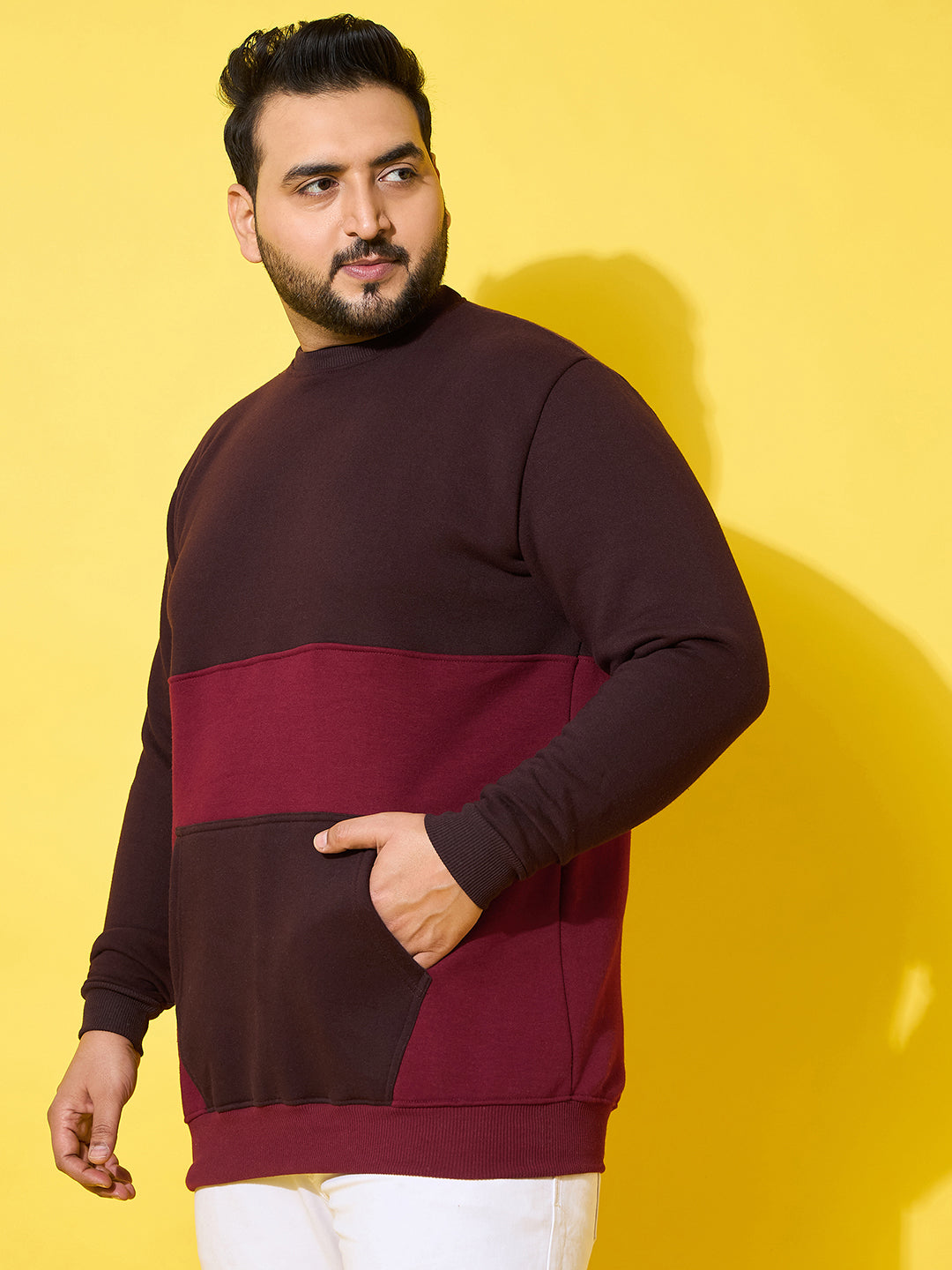 Men Plus Size Chunk Colorblock Printed Sweatshirt