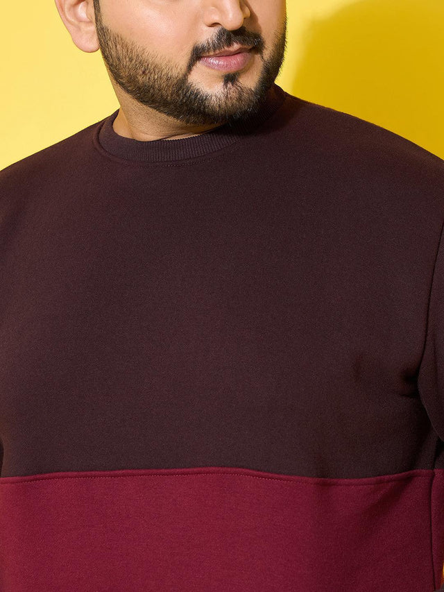 Men Plus Size Chunk Colorblock Printed Sweatshirt