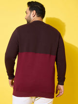 Men Plus Size Chunk Colorblock Printed Sweatshirt