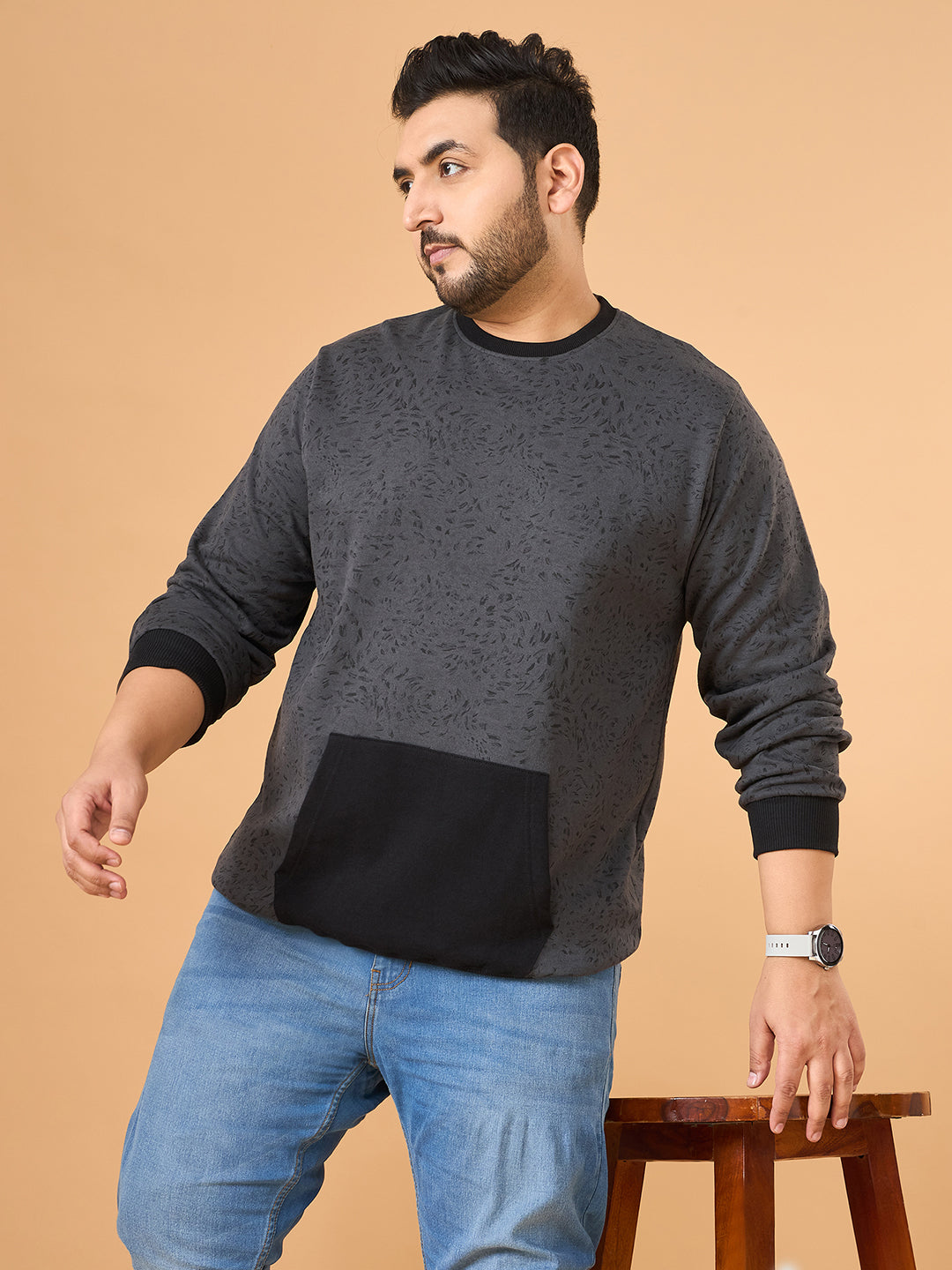 Men Plus Size Cinder Colorblock Sweatshirt