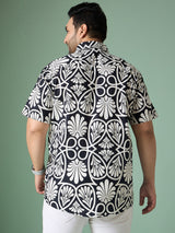 Men Plus Size Cirel-White Print Shirt - bigbanana