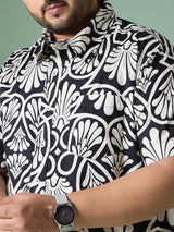 Men Plus Size Cirel-White Print Shirt - bigbanana