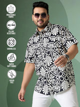 Men Plus Size Cirel-White Print Shirt