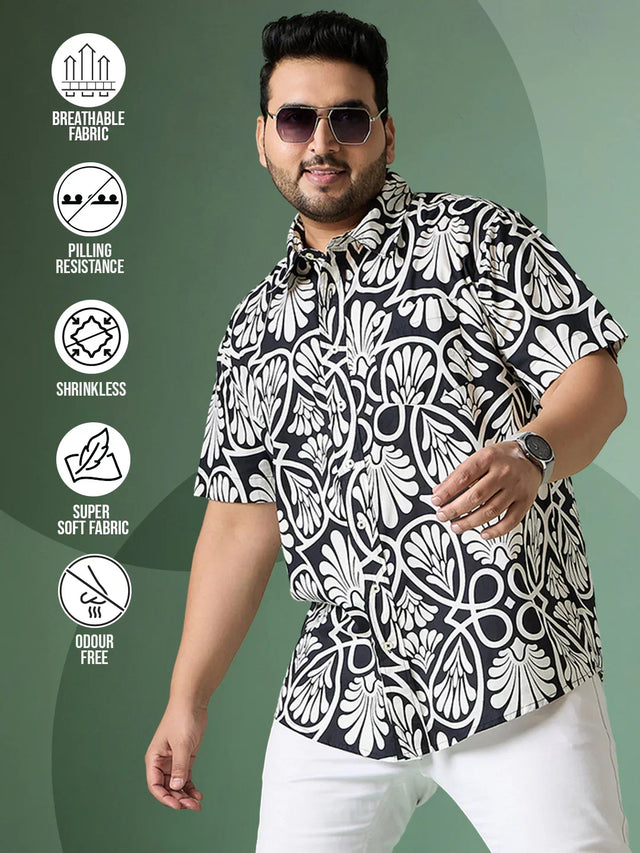 Men Plus Size Cirel-White Print Shirt