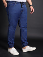 Men Plus Size Citrus-Dark Blue Washed Jeans - bigbanana