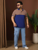 Men Plus Size Clatheo Colorblock Polo Tshirt