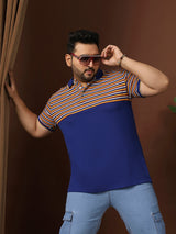 Men Plus Size Clatheo Colorblock Polo Tshirt