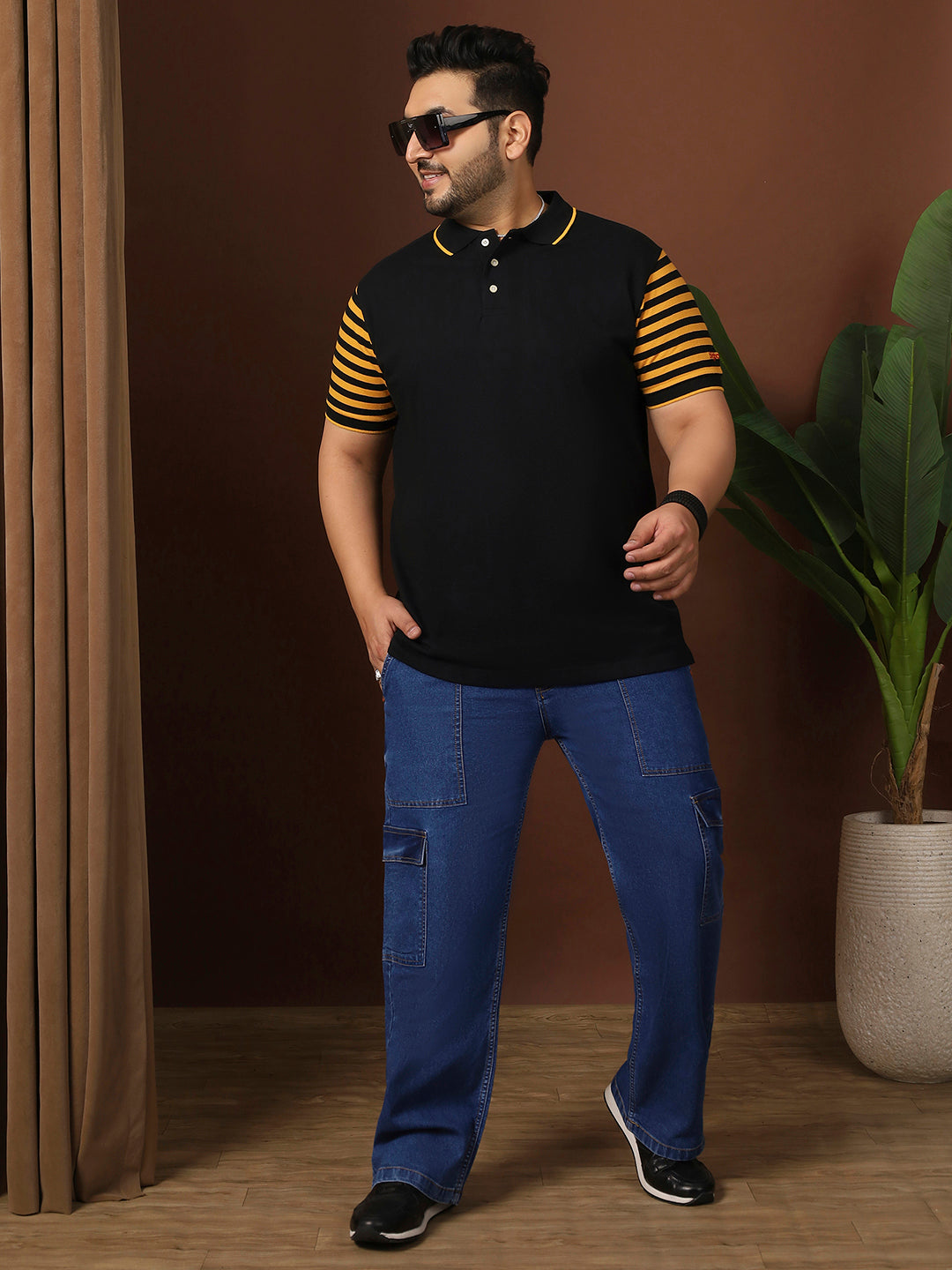 Men Plus Size Cloften Solid Polo Tshirt