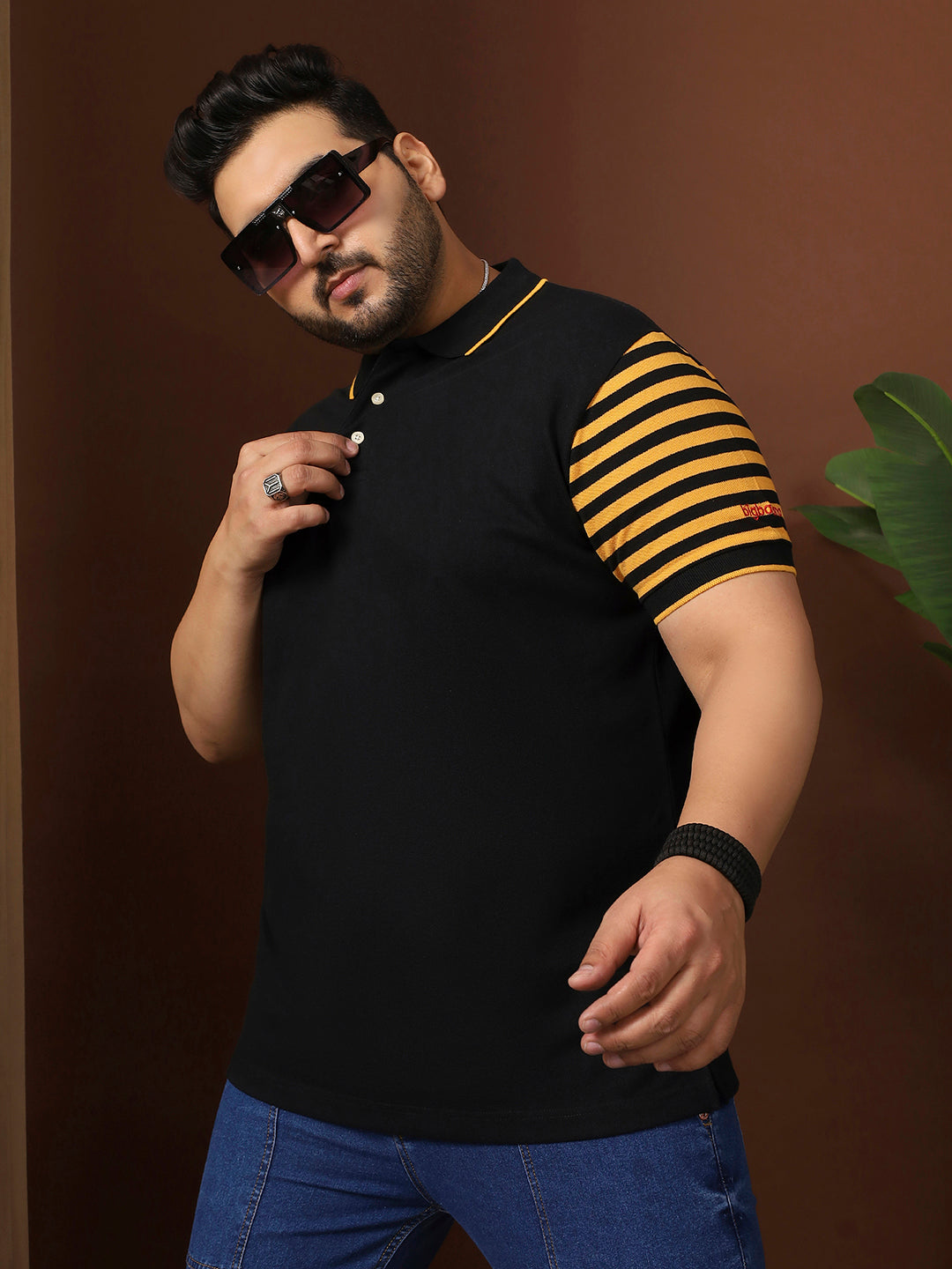 Men Plus Size Cloften Solid Polo Tshirt