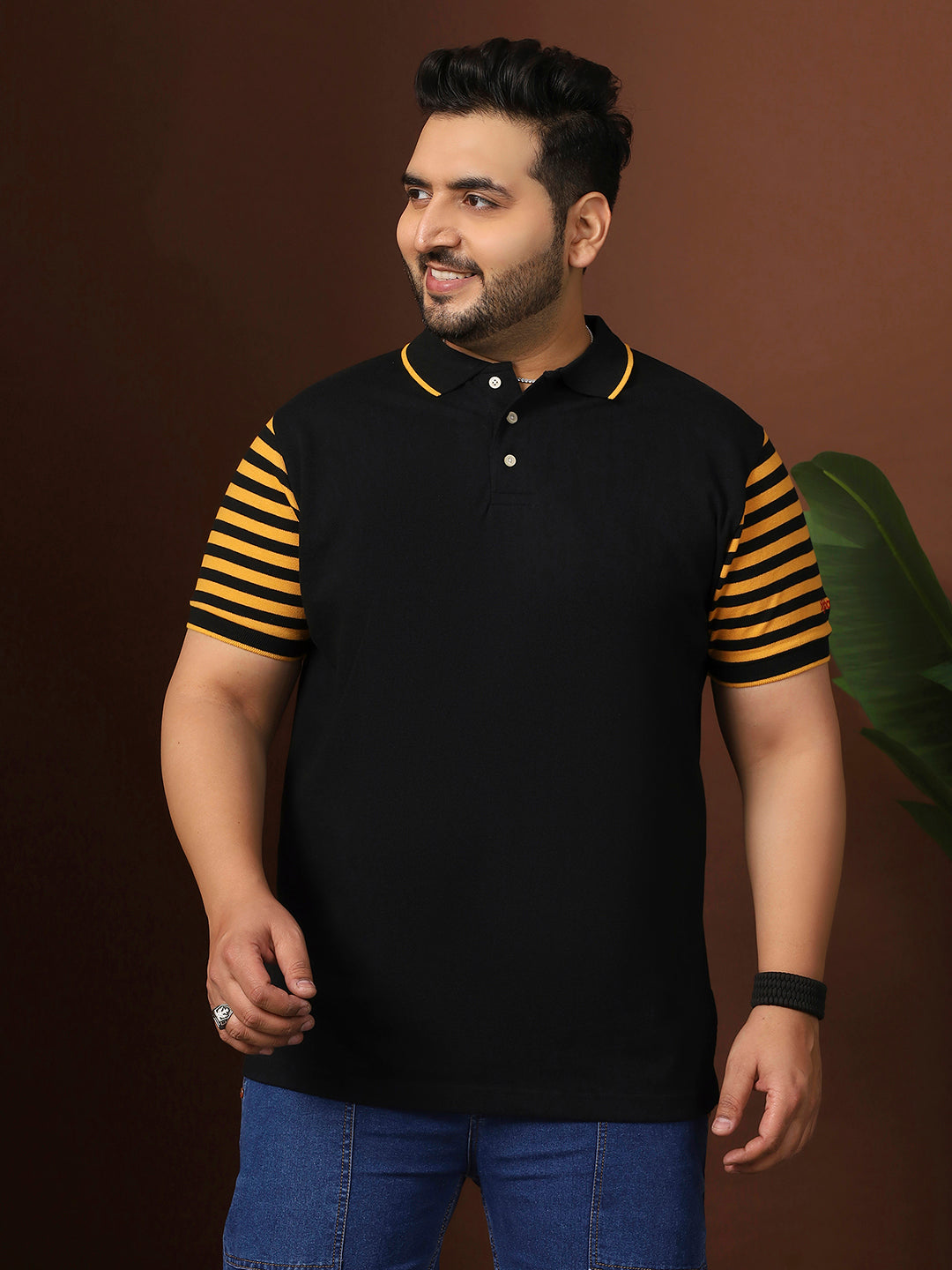 Men Plus Size Cloften Solid Polo Tshirt