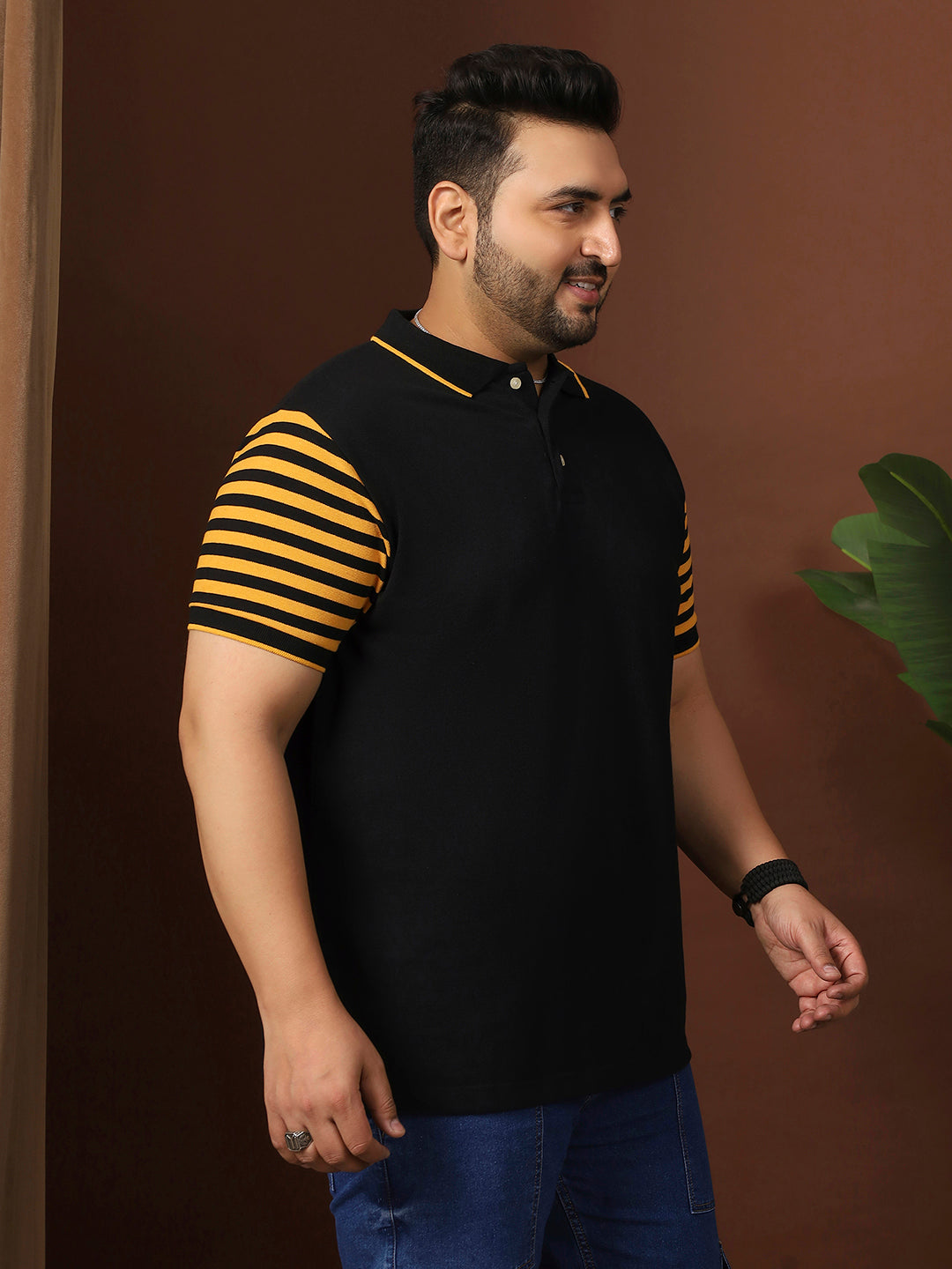Men Plus Size Cloften Solid Polo Tshirt