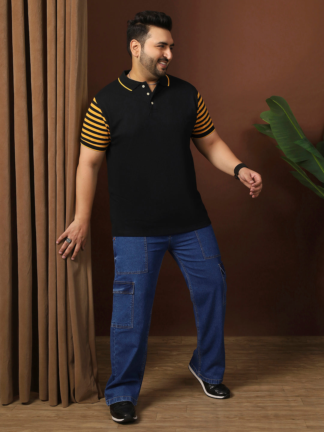 Men Plus Size Cloften Solid Polo Tshirt